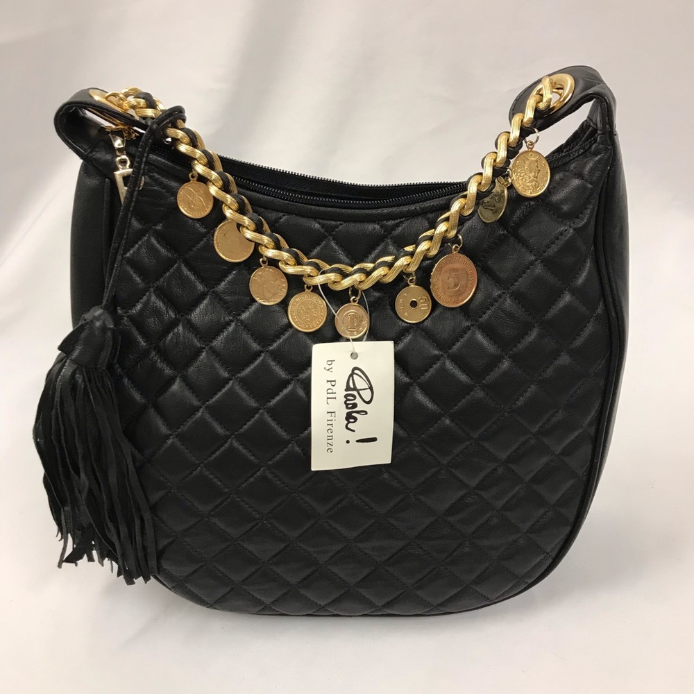 Paola Black Leather Shoulder Bag